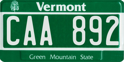 VT license plate CAA892