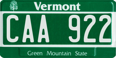 VT license plate CAA922