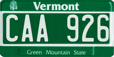 VT license plate CAA926