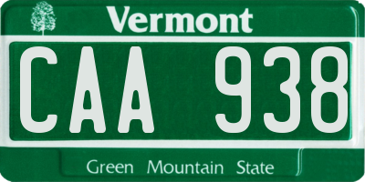 VT license plate CAA938