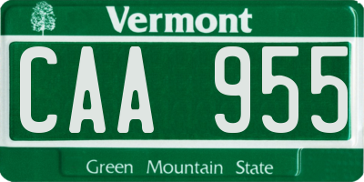 VT license plate CAA955