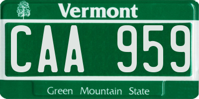 VT license plate CAA959
