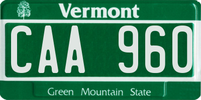 VT license plate CAA960