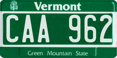 VT license plate CAA962