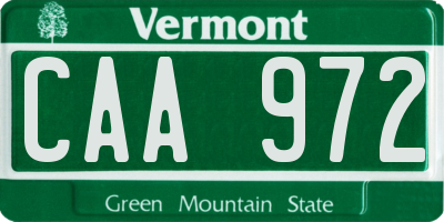 VT license plate CAA972