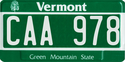 VT license plate CAA978