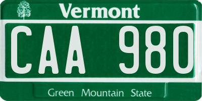 VT license plate CAA980