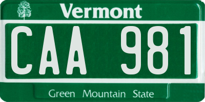 VT license plate CAA981