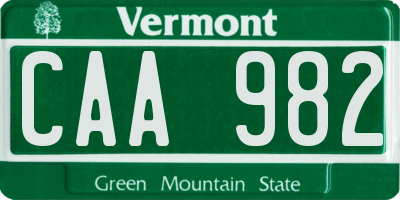 VT license plate CAA982