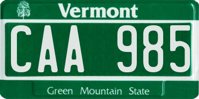 VT license plate CAA985