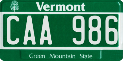 VT license plate CAA986