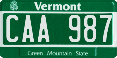VT license plate CAA987