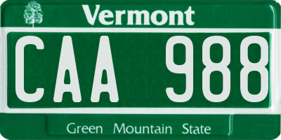 VT license plate CAA988