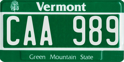 VT license plate CAA989