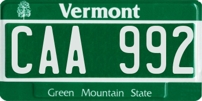 VT license plate CAA992