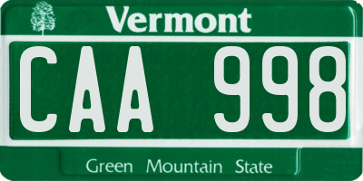 VT license plate CAA998