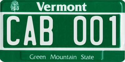 VT license plate CAB001