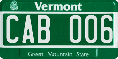 VT license plate CAB006