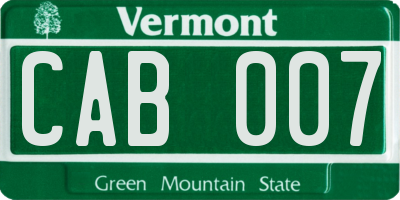VT license plate CAB007