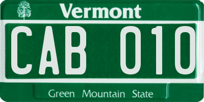 VT license plate CAB010