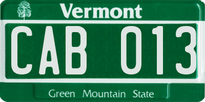 VT license plate CAB013