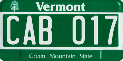 VT license plate CAB017