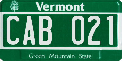 VT license plate CAB021