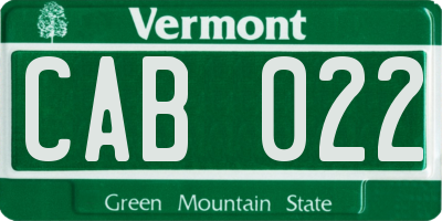 VT license plate CAB022