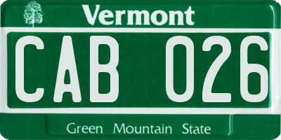 VT license plate CAB026
