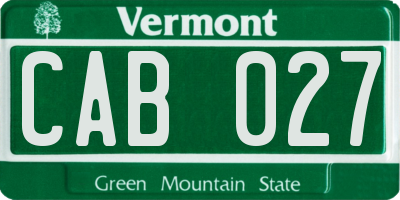 VT license plate CAB027