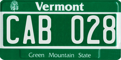 VT license plate CAB028