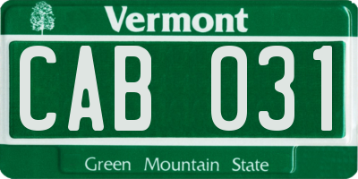 VT license plate CAB031