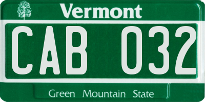 VT license plate CAB032