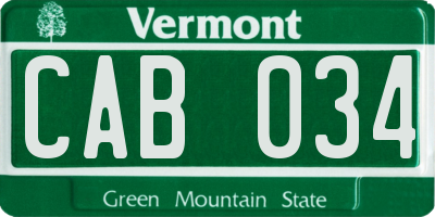 VT license plate CAB034