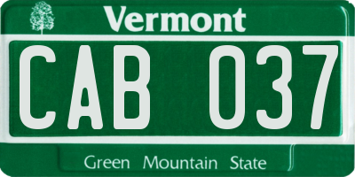 VT license plate CAB037