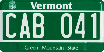 VT license plate CAB041
