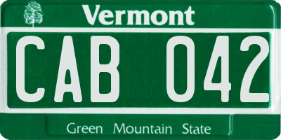 VT license plate CAB042