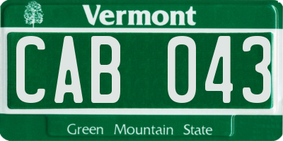 VT license plate CAB043