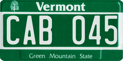 VT license plate CAB045