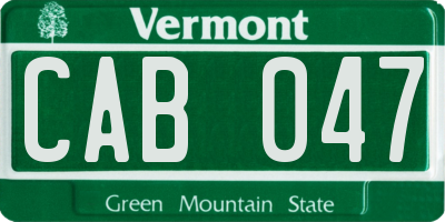 VT license plate CAB047