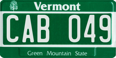 VT license plate CAB049