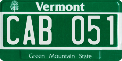 VT license plate CAB051