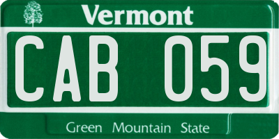 VT license plate CAB059