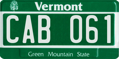 VT license plate CAB061