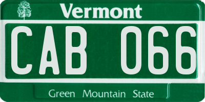 VT license plate CAB066