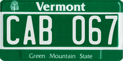 VT license plate CAB067