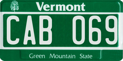 VT license plate CAB069