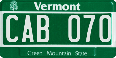VT license plate CAB070