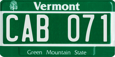 VT license plate CAB071