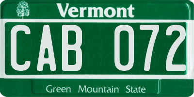VT license plate CAB072